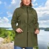 ZOMVA 2025 Plus Size 1X-4X Rain Jacket Coat Long Lightweight...