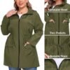 ZOMVA 2025 Plus Size 1X-4X Rain Jacket Coat Long Lightweight...