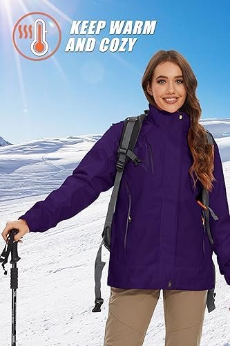 MAGCOMSEN Women's 3-in-1 Winter Coats Snow Ski Jacket Waterp...