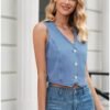 LookbookStore Denim Vest for Women Trendy Sleeveless Cropped...