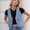 LookbookStore Denim Vest for Women Trendy Sleeveless Cropped...
