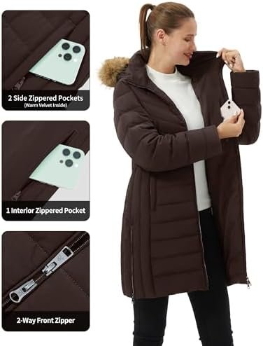 Pioneer Camp Women's Winter Coats Warm Thicken Long Puffer J...