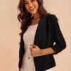 Women's 3/4 Sleeve Cropped Blazer Lightweight Open Front Car...