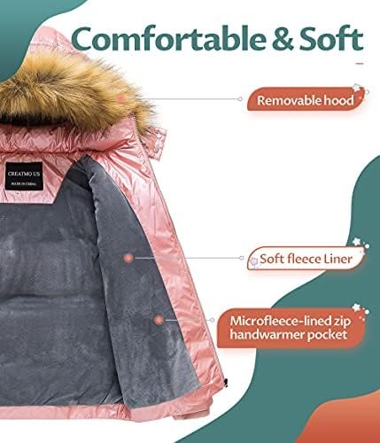 CREATMO US Girl's Kids Metallic Shiny Jacket with Detachable...