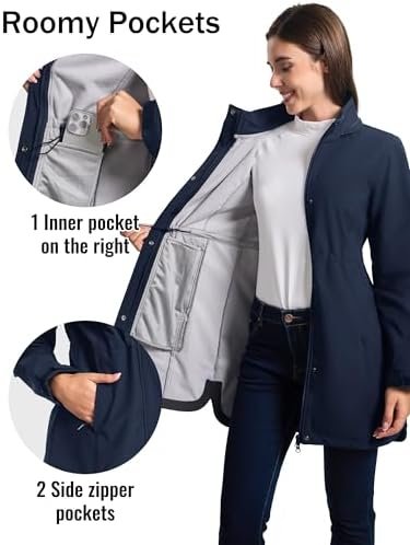 MAGCOMSEN Women's Long Fleece Lined Jackets Warm Winter Wind...