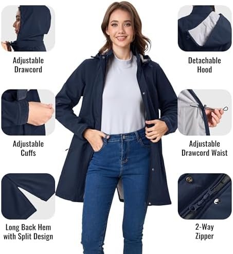 MAGCOMSEN Women's Long Fleece Lined Jackets Warm Winter Wind...