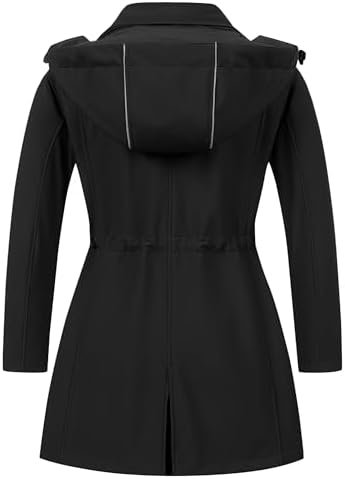 CREATMO US Women's Plus Size Long Softshell Jacket Waterproo...