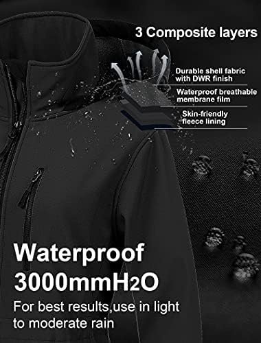 CREATMO US Women's Plus Size Long Softshell Jacket Waterproo...