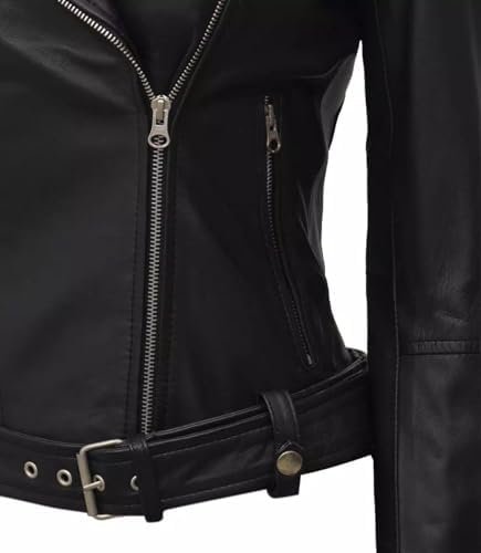 Blingsoul Asymmetrical Lambskin Leather Jacket Women - Class...