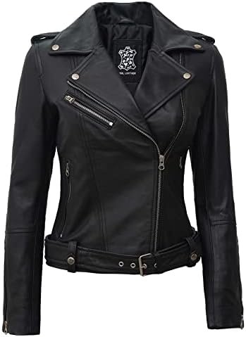 Blingsoul Asymmetrical Lambskin Leather Jacket Women - Class...
