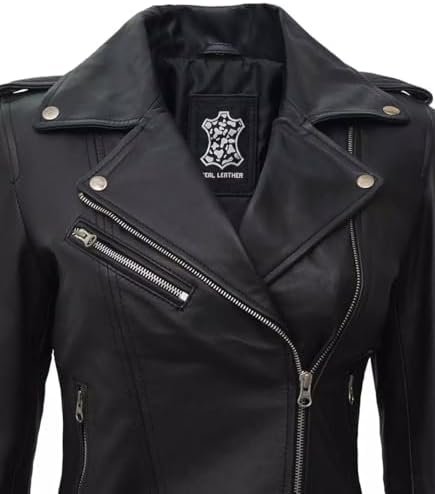 Blingsoul Asymmetrical Lambskin Leather Jacket Women - Class...