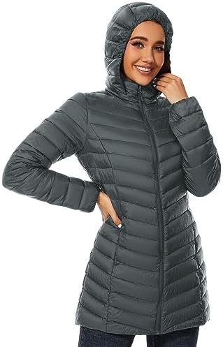 ANOTHER CHOICE Women Puffer Jacket Hooded Warm Lightweight P...