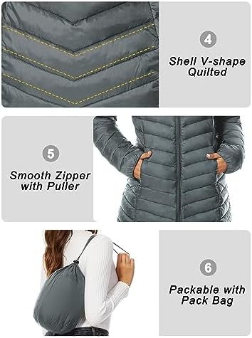 ANOTHER CHOICE Women Puffer Jacket Hooded Warm Lightweight P...