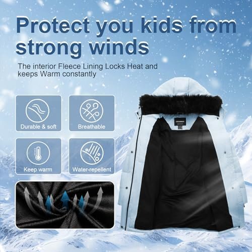 Girl's Winter Coats Kids Waterproof Long Puffer Jacket Thick...