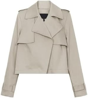 Cicy Bell Womens Cropped Trench Coat Casual Long Sleeve Notc...