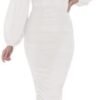 MllesReve Women Long Puffy Sleeve Midi Dresses Square Neck R...
