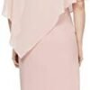 S.L. Fashions Women's Short Sheath Capelet Gown with Asymmet...