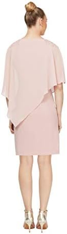 S.L. Fashions Women's Short Sheath Capelet Gown with Asymmet...