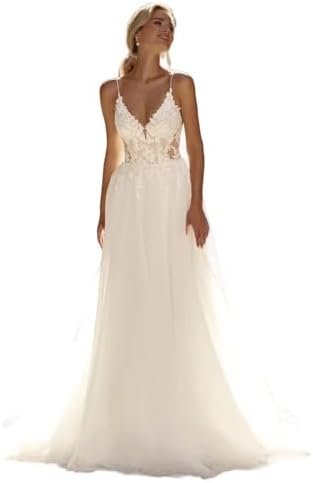 Wchecalino Boho Sweetheart Wedding Dresses with Long Sleeves...