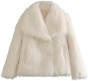 Women's Faux Fur Coat Cropped Fluffy Jacket Long Sleeve Open... Women's Faux Fur Coat Cropped Fluffy Jacket Long Sleeve Open...
