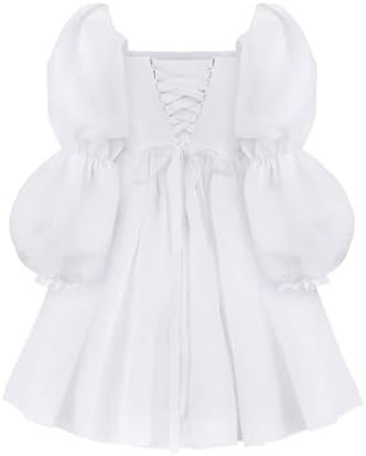 Women's Short Long Sleeves Wedding Dresses for Bride Tulle M...