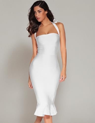 Womens Halter Fishtail Bandage Party Dress Elegant Wedding G...