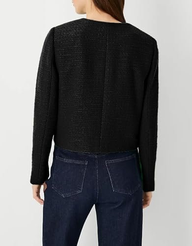 Cropped Tweed Blazer Jackets for Women Elegant Slim Collarle...