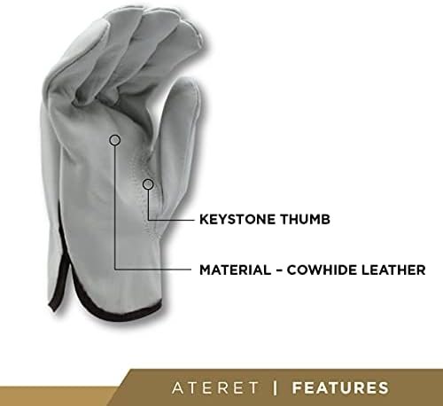 Heavy Duty Durable Cowhide Leather Driver Work Gloves for Tr...