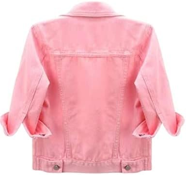 Unilexi Women's 3/4 Sleeve Colored Cropped Denim Jacket Ligh...