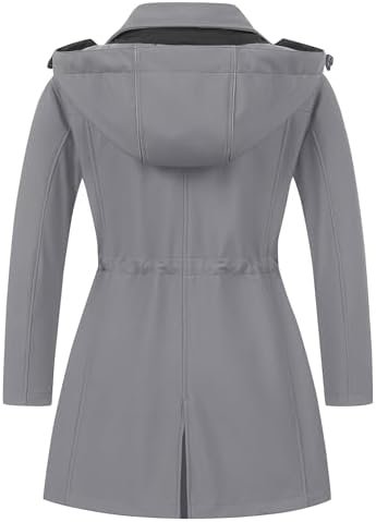 CREATMO US Women's Plus Size Long Softshell Jacket Waterproo...