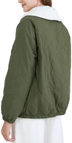 Amazhiyu Women's Sherpa-Lined Puffer Jacket Fleece Button Wi...