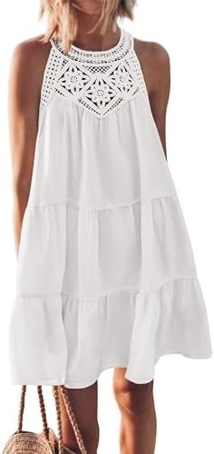 BTFBM Women's Summer Hollow Out Halter Dresses Casual Sleeve... BTFBM Women's Summer Hollow Out Halter Dresses Casual Sleeve...