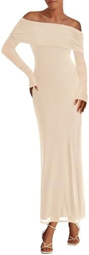 PRETTYGARDEN Women's Off The Shoulder Bodycon Maxi Dress Lon... PRETTYGARDEN Women's Off The Shoulder Bodycon Maxi Dress Lon...
