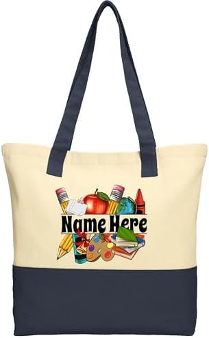 Personalized Teacher Tote Bag - Teacher Bag Daily Use - Teac...