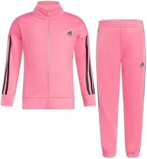adidas Girls Zip Front Classic Tricot Jacket and Joggers Set... adidas Girls Zip Front Classic Tricot Jacket and Joggers Set...