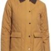 Quilted Barn Jacket for Women Corduroy Collar Lightweight Pu...