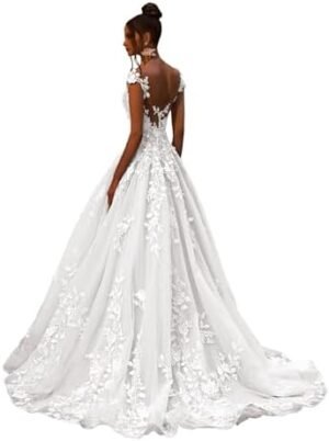 Zeeyecie V Back Wedding Dresses Sexy Elegant A-Line Glitter ... Zeeyecie V Back Wedding Dresses Sexy Elegant A-Line Glitter ...