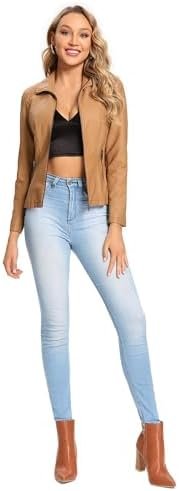 S P Y M Womens Faux Leather Jacket, Casual Fashion Quilted Z...