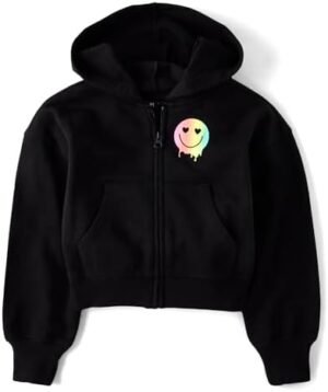 The Children's Place Girls' Long Sleeve Cropped Hooded Zip U... The Children's Place Girls' Long Sleeve Cropped Hooded Zip U...