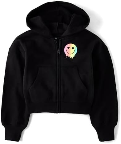 The Children's Place Girls' Long Sleeve Cropped Hooded Zip U...