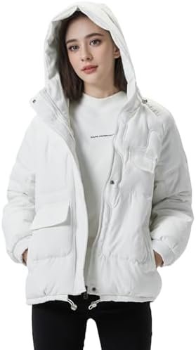 JiangWu Women's Winter Thickened Hooded Cotton Coat Windproo...