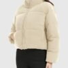 Flygo Womens Cropped Corduroy Puffer Jacket Winter Jackets W...