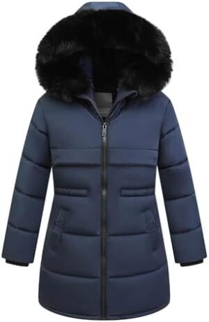 Girl's Winter Long Coat Parka Kids Warm Hooded Puffer Jacket... Girl's Winter Long Coat Parka Kids Warm Hooded Puffer Jacket...