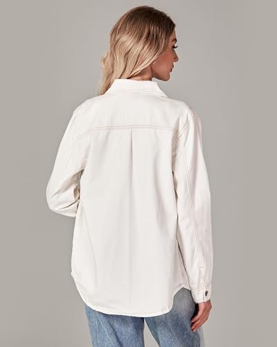 luvamia Denim Jackets for Women Trendy Long Sleeve Button Do...