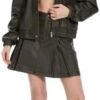 Fahsyee Women's Faux Leather Jacket Oversized Moto Biker Coa...