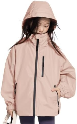Rolanko Girls Waterproof Hooded Jacket Lightweight Raincoats...