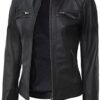 Blingsoul Brown Leather Jacket Women - Cafe Racer Black Wome...