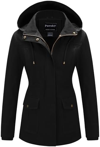 Pursky Women's Cotton Anorak Jacket Lightweight Casual Milit...