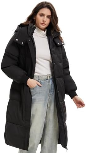 Long Puffer Jacket for Women,2024 Thickened Winter Coat Hood...