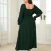 Women's Plus Size Dress Long Sleeve Smocked Dress Square Nec...